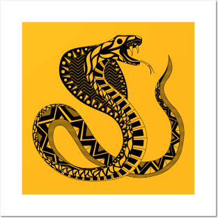 wild snake cobra in ecopop pattern Posters and Art